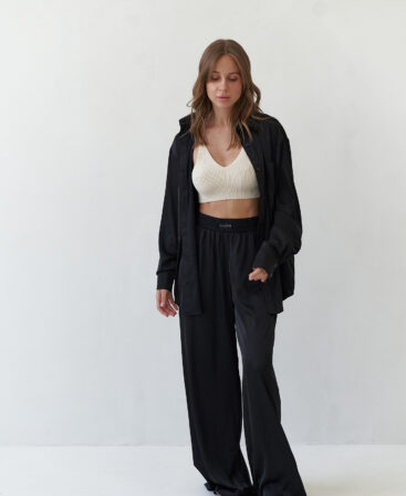 Silk suit with shirt and trousers