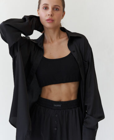 Silk suit with shorts BLACK