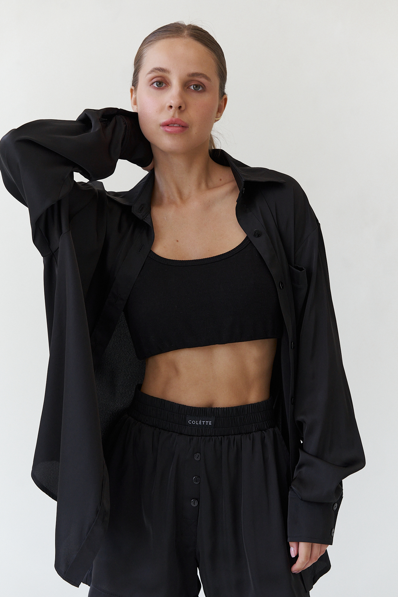 Шовковий костюм з шортами BLACK
