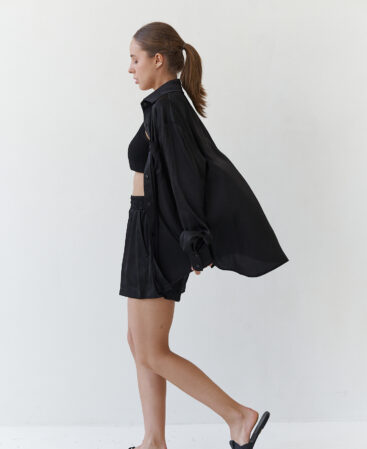 Silk suit with shorts BLACK