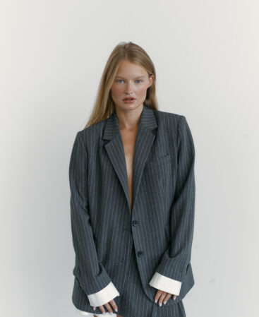 Blazer with white cuffs