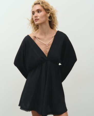 BOHO Dress with lace BLACK
