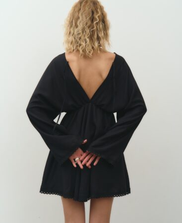 BOHO Dress with lace BLACK