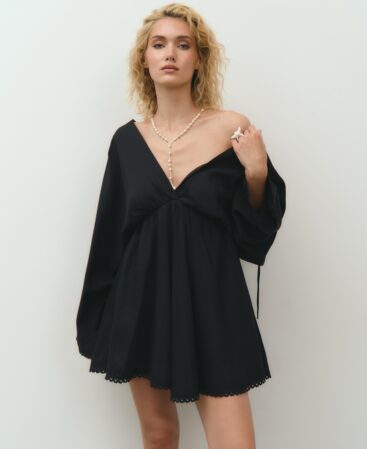BOHO Dress with lace BLACK