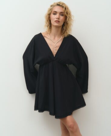BOHO Dress with lace BLACK