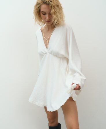 BOHO Dress with lace WHITE