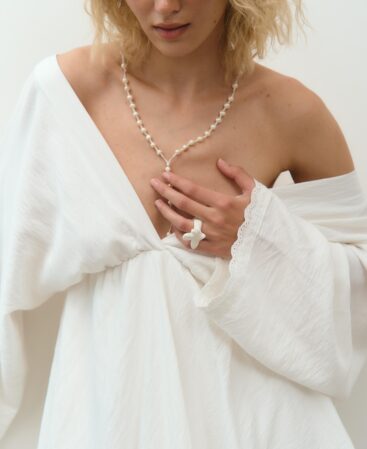 BOHO Dress with lace WHITE