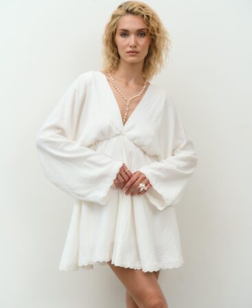 BOHO Dress with lace WHITE