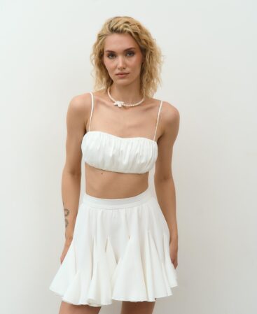 Satin top LOVE WHITE