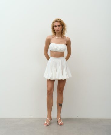 Satin top LOVE WHITE