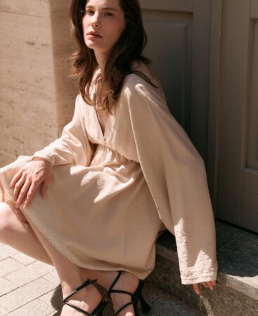 BOHO Dress with lace beige