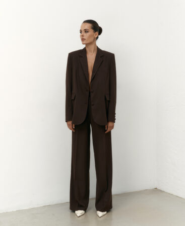 Trousers in Italian suiting fabric Choco