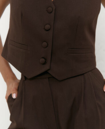 Vest in Italian suiting fabric Choco