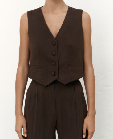 Vest in Italian suiting fabric Choco