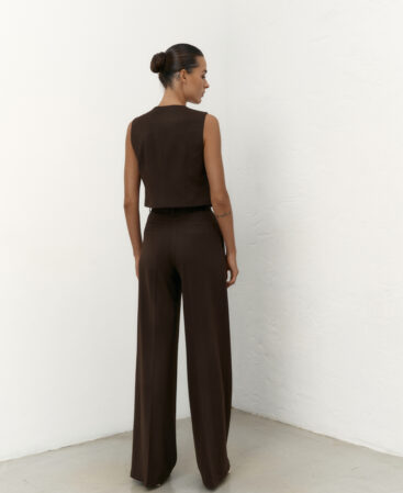 Vest in Italian suiting fabric Choco