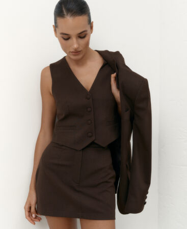 Vest in Italian suiting fabric Choco