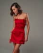 Satin dress with bows RED