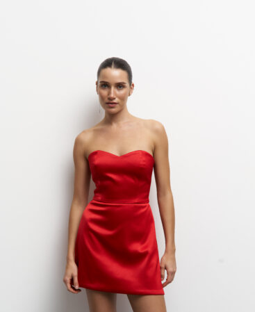 Satin dress BLOOM RED
