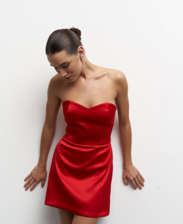 Satin dress BLOOM RED