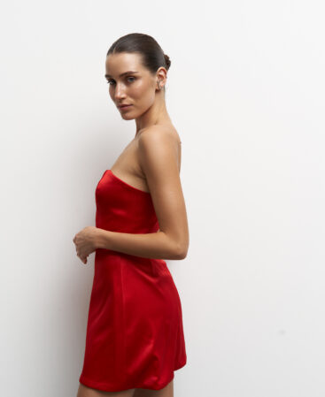 Satin dress BLOOM RED