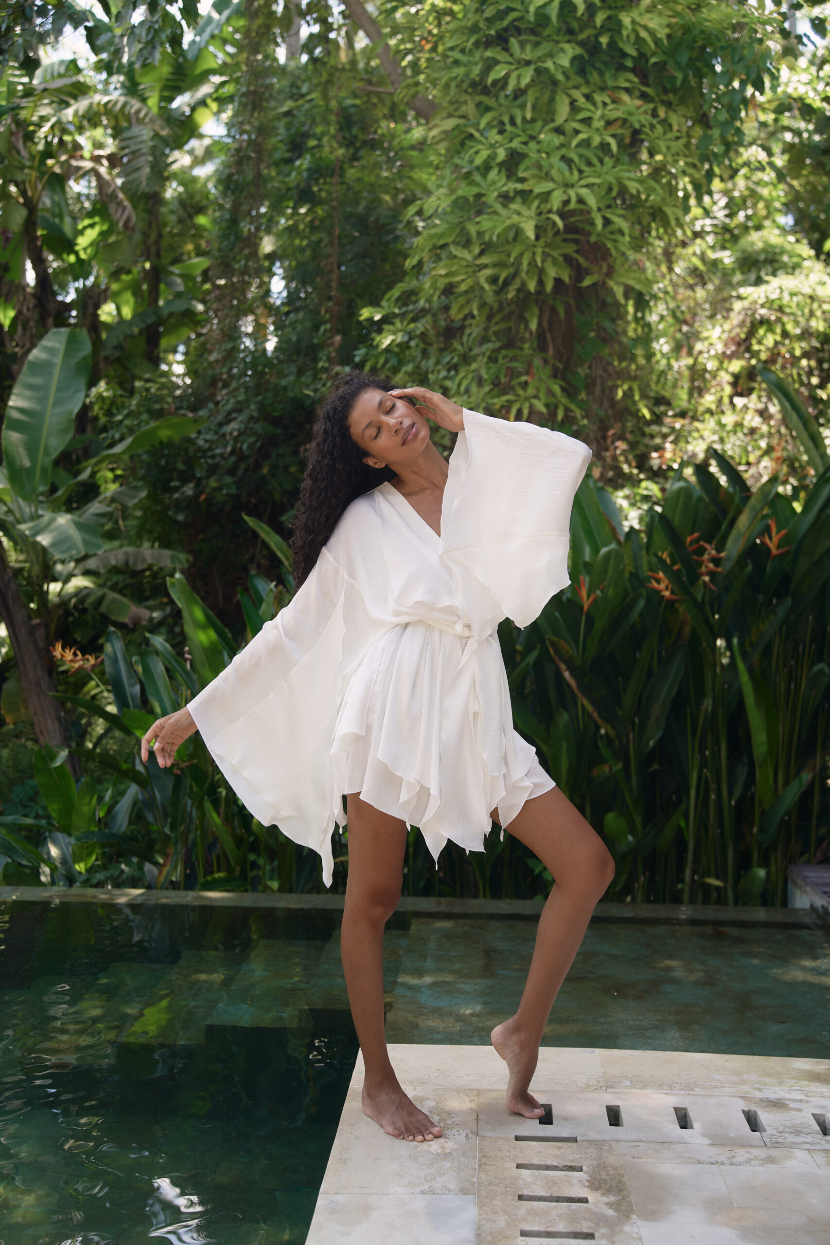 Chiffon kimono dress MILKY