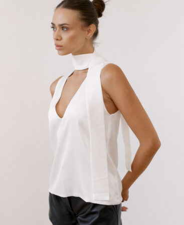 Satin straight tank top MILKY