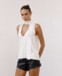 Satin straight tank top MILKY