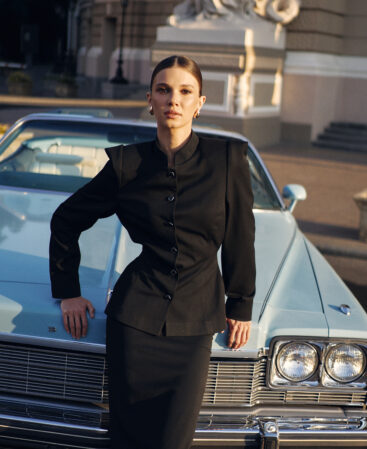 Fitted jacket FLEUR black