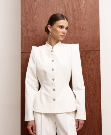 Fitted jacket FLEUR white