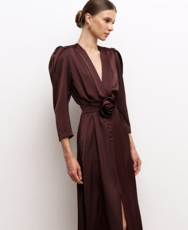 Satin dress Angeline choco