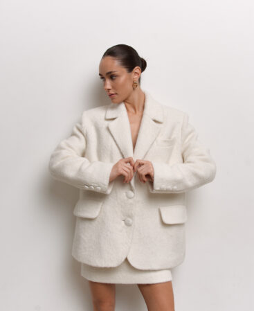 Coat-blazer in textured wool MILKY