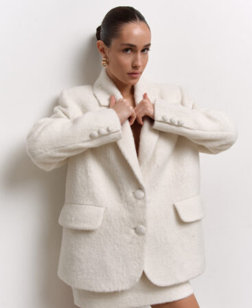 Coat-blazer in textured wool MILKY