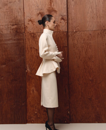Fitted wool jacket with peplum Élise
