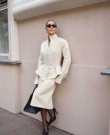Fitted wool jacket with peplum Élise