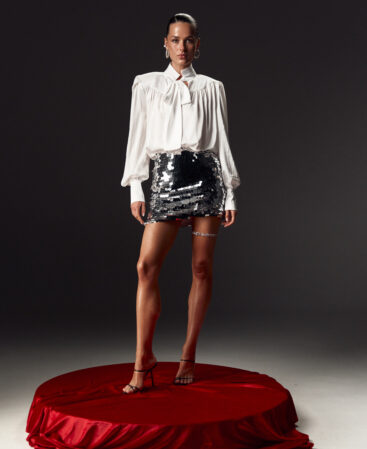 Silk blouse with shoulders COLÊTTE white