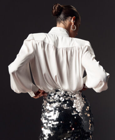 Silk blouse with shoulders COLÊTTE white