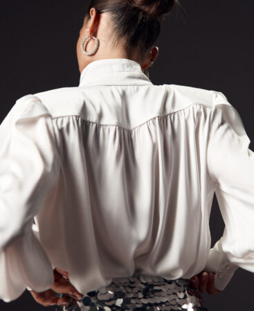 Silk blouse with shoulders COLÊTTE white