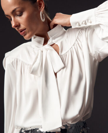 Silk blouse with shoulders COLÊTTE white