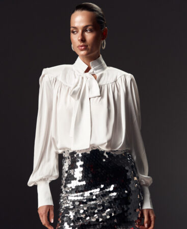 Silk blouse with shoulders COLÊTTE white