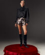 Silk blouse with shoulders COLÊTTE black