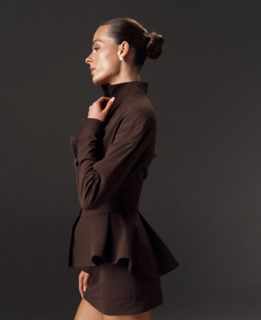 Fitted blazer with peplum Élise in Italian suiting fabric