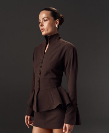 Fitted blazer with peplum Élise in Italian suiting fabric