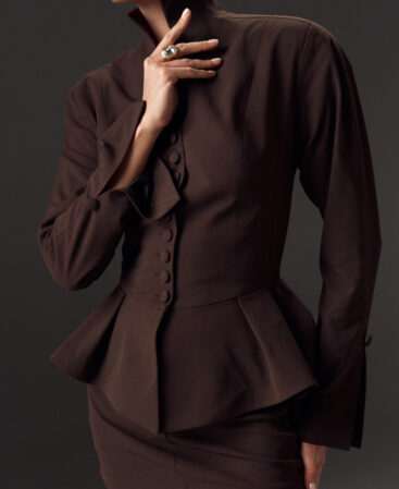 Fitted blazer with peplum Élise in Italian suiting fabric
