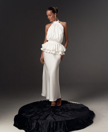 Satin dress with detachable peplum MOLLY 2-in-1