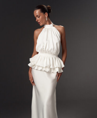 Satin dress with detachable peplum MOLLY 2-in-1