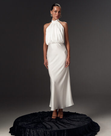 Satin dress with detachable peplum MOLLY 2-in-1