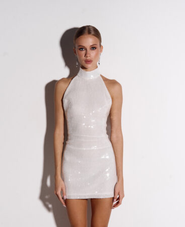 Italian-sequin dress WHITE MINI