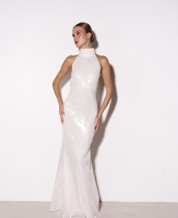 Italian-sequin dress MAXI WHITE