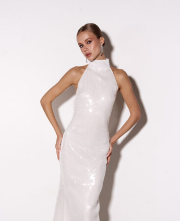 Italian-sequin dress MAXI WHITE