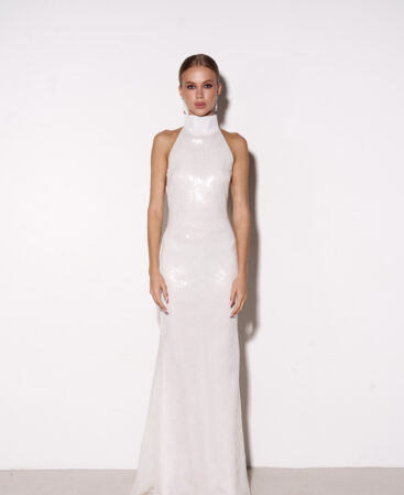 Italian-sequin dress MAXI WHITE